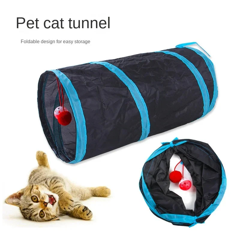 Wear-resistant Cat Play Tunnel Foldable Pet Animal Tunnels with Crinkle Playing Toy for Cats Guinea Pig Rabbits