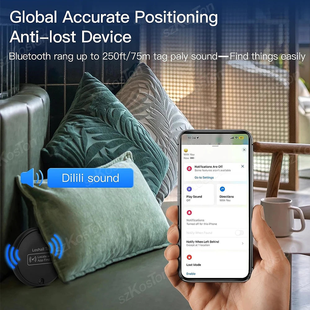 Security Bluetooth GPS Tag Based on Apple Find My app Anti-lose Tracker Sound Locating Message Reminder Alarm Device Key Finder