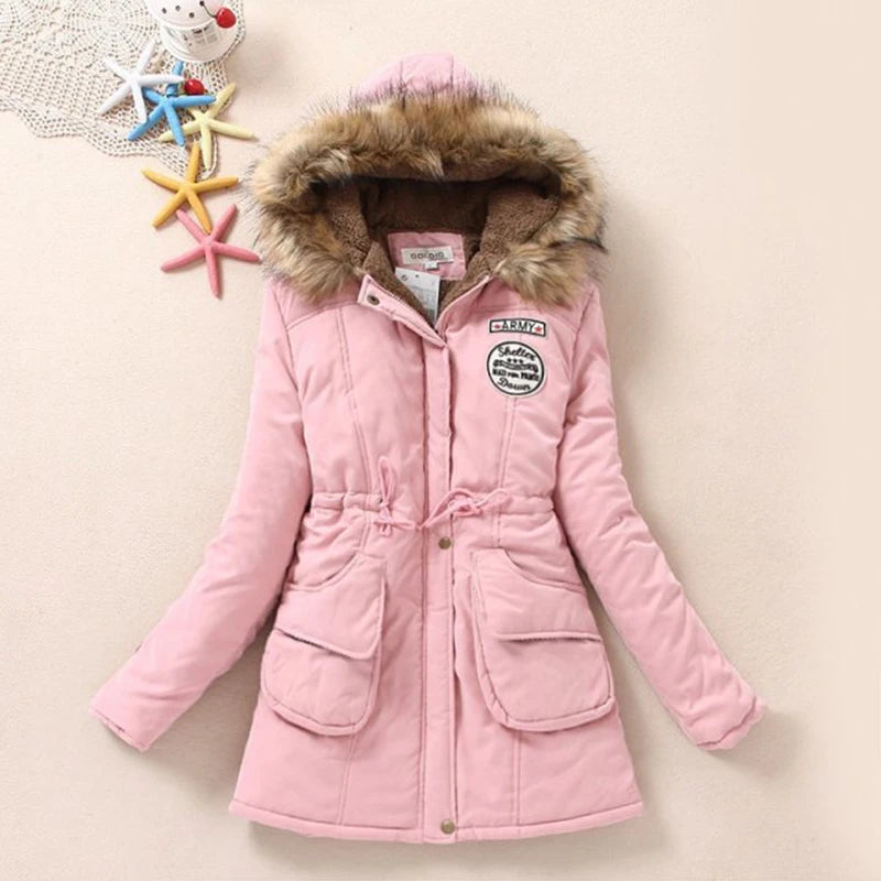 Fitaylor New Winter Women Jacket Medium-long Thicken Outwear Hooded Wadded Coat Slim Parka Cotton-padded Jacket Overcoat