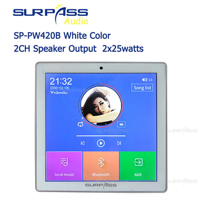 Smart Home Audio 2/4 Channel Wireless Bluetooth Mini Amplifier 4'' Touch Screen FM Radio AUX TF Card Function In Wall Amplifier
