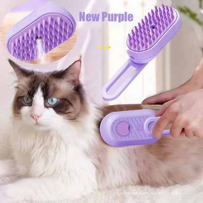 Steamed dog brush with essential oil Electric Spray Cat Hair Brush 3 in1 Dog Steamer Brush for Massage Pet Grooming Removing