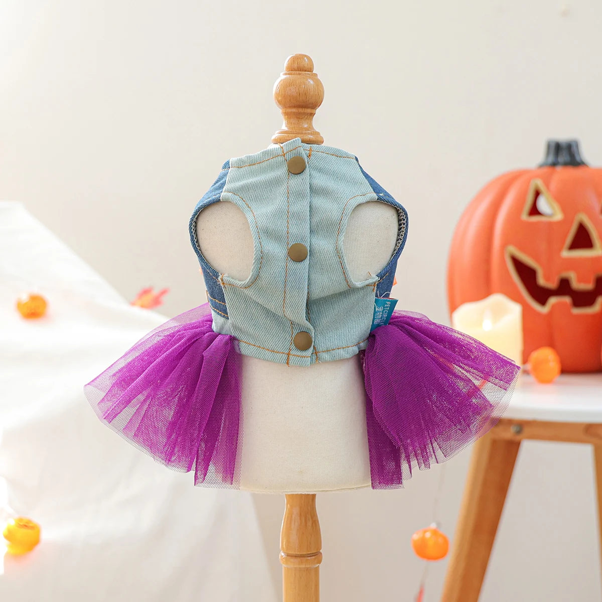 1PC Quirky Pumpkin Skirt Pet Clothes Dog Cat Autumn Halloween Orange Bow Sleeveless Wedding Dress