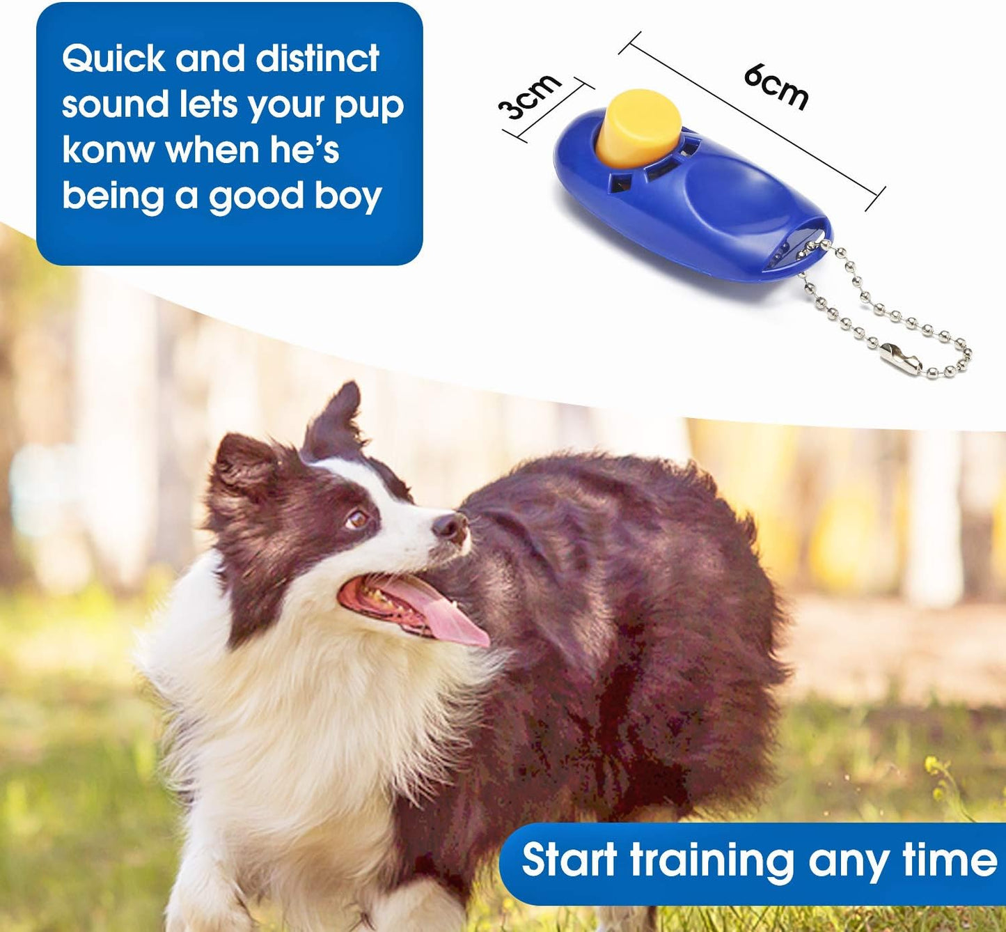 15/20/30/50/100 Ft Long Dog Training Leash with Clickers for Small, Medium and Large Dogs or Cats (50 Feet, Blue)