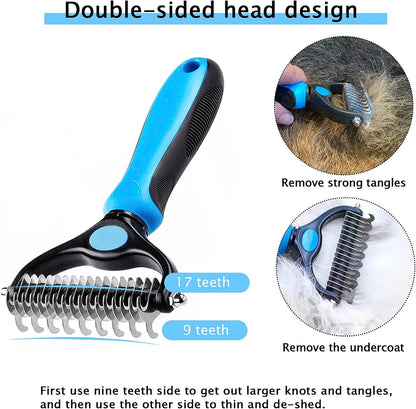 Undercoat Rake for Dogs Cats - Dog Shedding Brush for Long Haired Dogs, Double Sided Dog Deshedding Brush, Undercoat Brush for Dogs, Pet Grooming Brush for Dematting