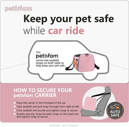 Soft Pet Carrier for Medium Cats and Small Dogs with Cozy Bed, 3 Doors, Top Entrance | Airline Approved, Escape-Proof, Breathable, Leak-Proof, Easy Storage (Pink)