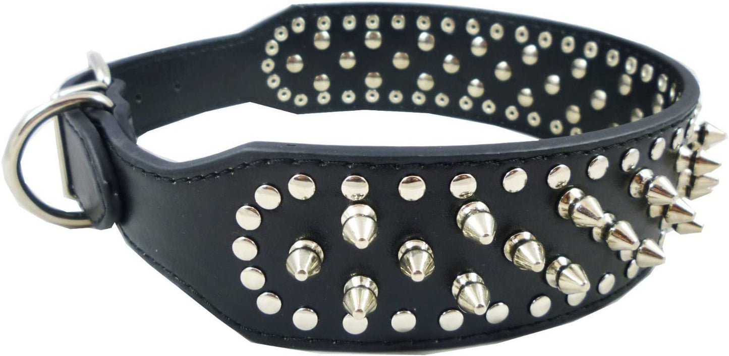 Faux Leather Spiked Studded Dog Collar Pet Collar Pitbull, Boxer Black S