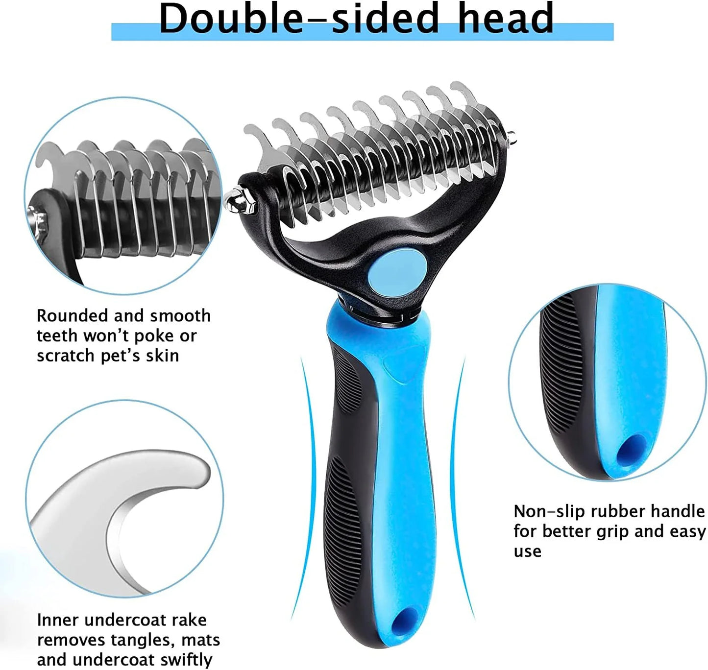 Undercoat Rake for Dogs Cats - Dog Shedding Brush for Long Haired Dogs, Double Sided Dog Deshedding Brush, Undercoat Brush for Dogs, Pet Grooming Brush for Dematting