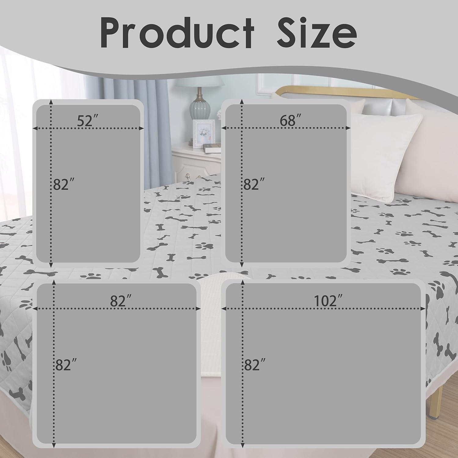 Waterproof Blankets Dog Bed Covers for Larges Dogs, Water Absorb Training Pads (6882 Gray)