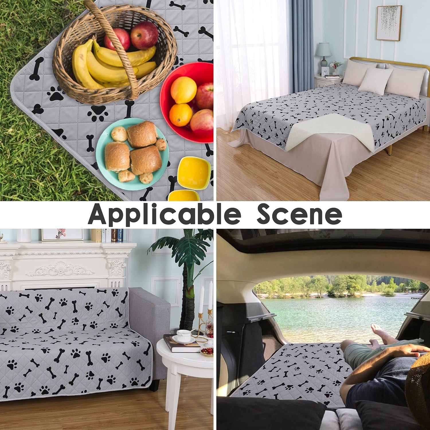 Waterproof Blankets Dog Bed Covers for Larges Dogs, Water Absorb Training Pads (6882 Gray)