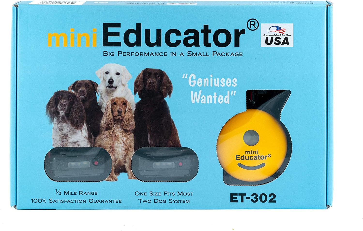 Dog Training E Collar - ET-302 Educator Remote Trainer System - Waterproof - Vibration Tapping Sensation with Bundle Soft Pet Grooming Glove