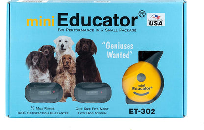 Dog Training E Collar - ET-302 Educator Remote Trainer System - Waterproof - Vibration Tapping Sensation with Bundle Soft Pet Grooming Glove