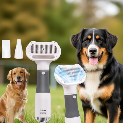 2 in 1 Dog Hair Dryer, Dog Brush for Shedding, Dog Grooming Kit with Slicker Brush, Cat Brush with Adjustable Temperature